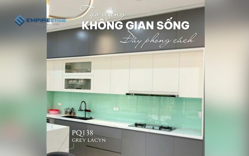 đá nhân tạo gốc thạch anh PQ138 GREY LACYN