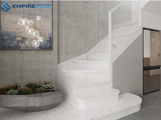 đá nhân tạo gốc thạch anh ốp cầu thang nhà ở