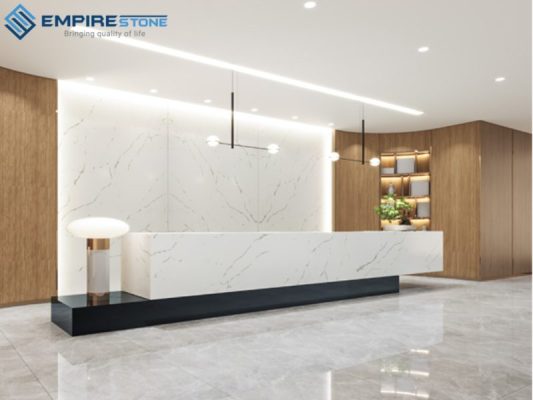 đá nhân tạo gốc thạch anh ốp sảnh tòa nhà văn phòng