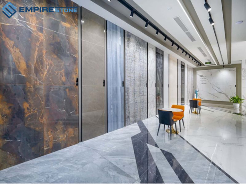 đá nhân tạo gốc thạch anh ốp showroom nội thất
