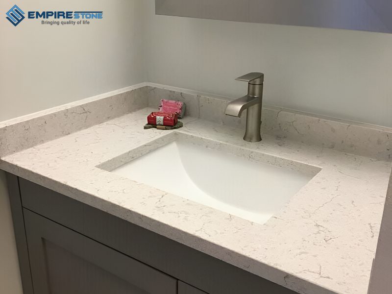 Thi công lavabo đá nhân tạo thạch anh bền, đẹp, sang trọng thi công lavabo đá nhân tạo thạch anh