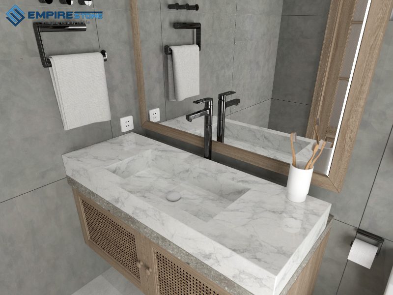 Thi công lavabo đá nhân tạo thạch anh bền, đẹp, sang trọng thi công lavabo đá nhân tạo thạch anh