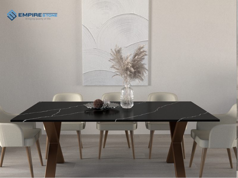 combo bàn ăn và bàn bếp nhân tạo