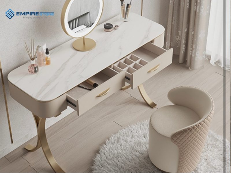 đá nhân tạo thạch anh làm bàn trang điểm