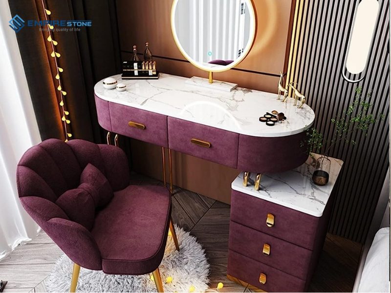 đá nhân tạo thạch anh làm bàn trang điểm