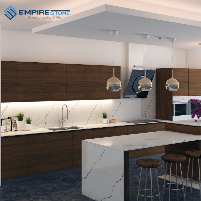 Lý do nên chọn đá quartz làm bàn đảo bếp đẹp, bền và hiện đại đá quartz làm bàn đảo bếp