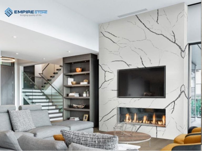 đá thạch anh ốp sàn phòng khách
