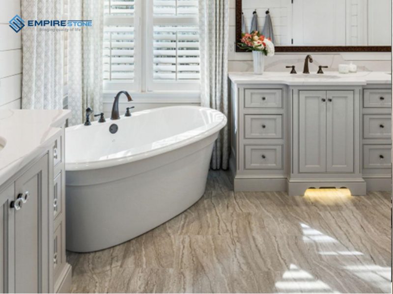 đá thạch anh ốp sàn phòng tắm