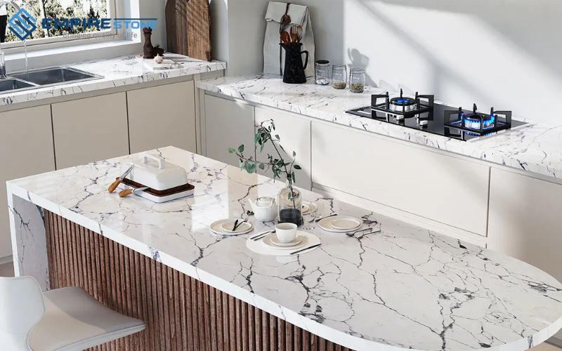 mẫu bàn bếp màu trắng đẹp