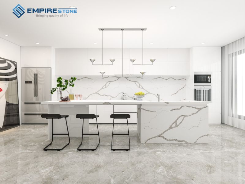 mẫu bàn bếp màu trắng đẹp