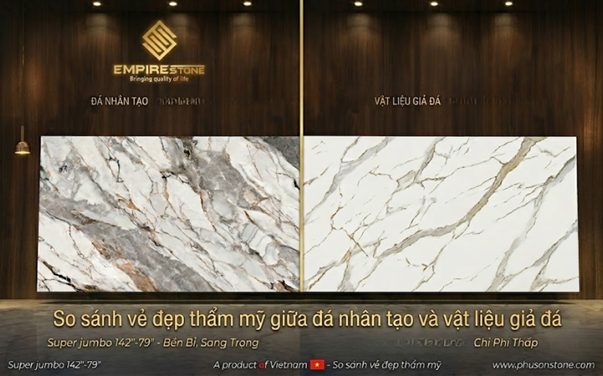 Nên chọn đá nhân tạo hay vật liệu giả đá? Bí quyết chọn đúng không lo lãng phí