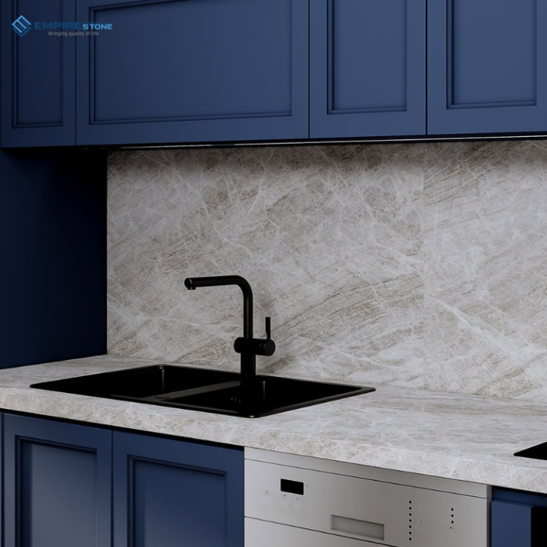 Đá ốp backsplash bếp đẹp, dễ vệ sinh và bền theo thời gian